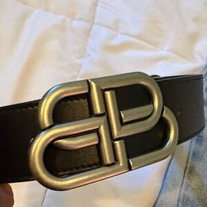 Balenciaga Black Belt Bag with Silver Logo Buckle